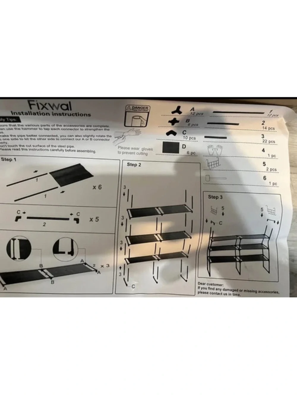 New in box Fixwal show rack  fabric shelf storage black organizer